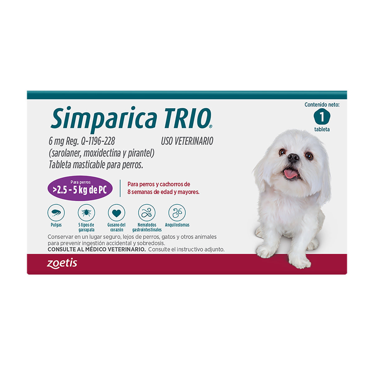 Simparica Trio 1 Tableta 2.5 a 5 Kg Simparica Trio 1 Tableta 2.5 a 5 Kg